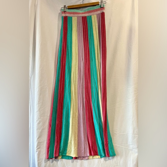 Anthropologie Find Me Now Metallic Striped Knit Maxi Skirt Size XS - Picture 3 of 8